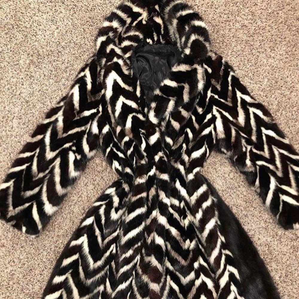 Vintage Chevron Mink Coat (Knee Length)
